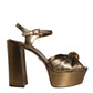 Dolce & Gabbana Gold Leather Platform Keira Sandals Shoes