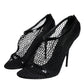 Dolce & Gabbana Black Mesh Leather Heels Keira Sandals Shoes