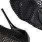 Dolce & Gabbana Black Mesh Leather Heels Keira Sandals Shoes