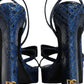 Dolce & Gabbana Blue Leather Ankle Strap Heels Sandals Shoes