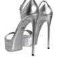 Dolce & Gabbana Silver Leather Platform Keira Sandals Shoes