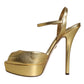 Dolce & Gabbana Gold Bette Leather Heels Sandals Shoes