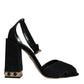 Dolce & Gabbana Black Crystal Ankle Strap Sandals Shoes