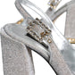 Dolce & Gabbana Silver Crystal Slingback Heels Sandals Shoes