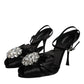 Dolce & Gabbana Black Crystal Ankle Strap Sandals Shoes