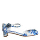 Dolce & Gabbana White Blue Majolica Print Ankle Strap Sandals Shoes