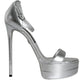 Dolce & Gabbana Silver KEIRA Heels Ankle Strap Sandals Shoes