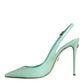 Dolce & Gabbana Mint Green Leather Heels Slingback Pumps Shoes