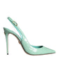 Dolce & Gabbana Mint Green Leather Heels Slingback Pumps Shoes