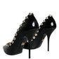 Dolce & Gabbana Black Crystals Leather High Heels Pumps Shoes