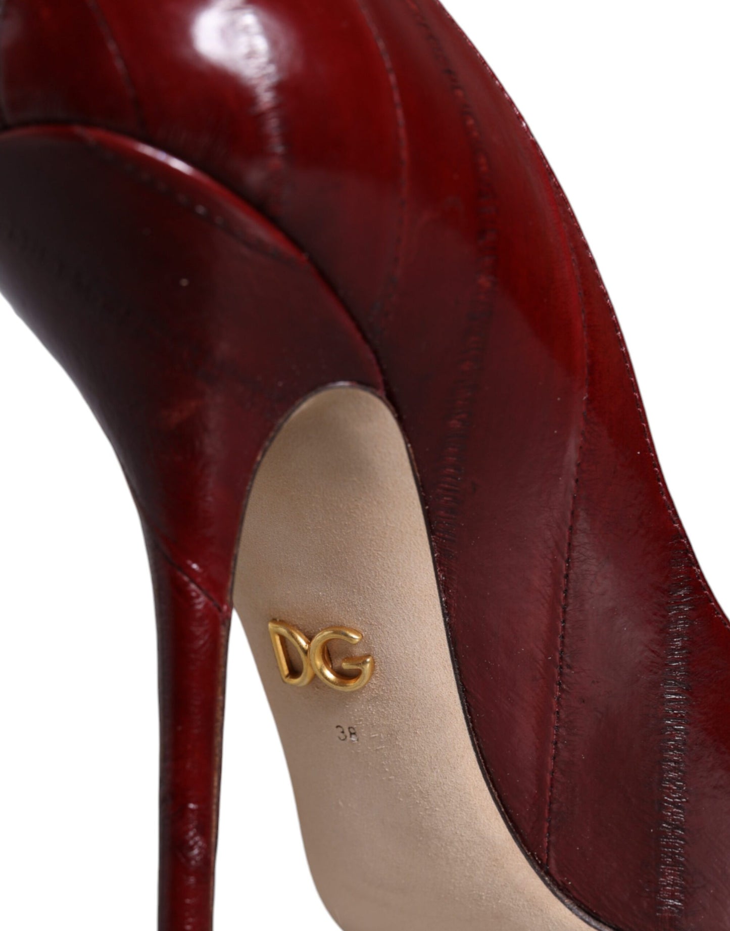 Dolce & Gabbana Dark Red Leather High Heels Pumps Shoes