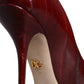 Dolce & Gabbana Dark Red Leather High Heels Pumps Shoes