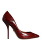 Dolce & Gabbana Dark Red Leather High Heels Pumps Shoes