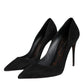 Dolce & Gabbana Black Suede Leather High Heels Pumps Shoes