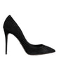 Dolce & Gabbana Black Suede Leather High Heels Pumps Shoes