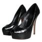 Dolce & Gabbana Black Leather Platform Heels Pumps Shoes