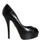 Dolce & Gabbana Black Leather Platform Heels Pumps Shoes