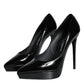 Dolce & Gabbana Black Leather Platform Heels Pumps Shoes