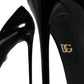 Dolce & Gabbana Black Leather Platform Heels Pumps Shoes