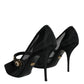 Dolce & Gabbana Black Mesh Mary Jane Crystal Heel Pumps Shoes