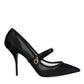 Dolce & Gabbana Black Mesh Mary Jane Crystal Heel Pumps Shoes