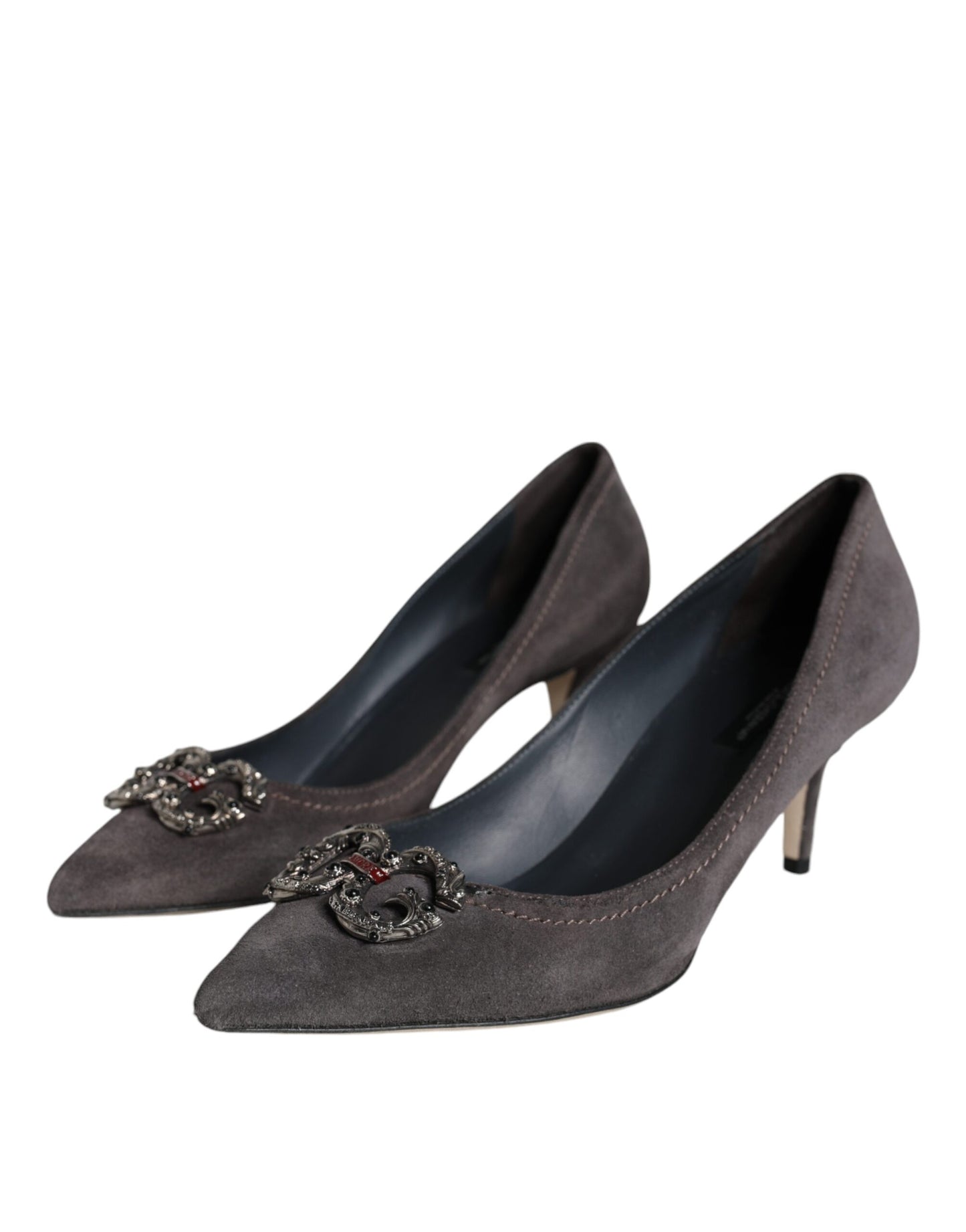 Dolce & Gabbana Gray Amore Suede Bellucci Heels Pumps Shoes