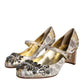 Dolce & Gabbana Gold Jacquard Crystal Mary Janes Pumps Shoes