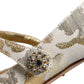 Dolce & Gabbana Gold Jacquard Crystal Mary Janes Pumps Shoes