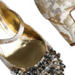 Dolce & Gabbana Gold Jacquard Crystal Mary Janes Pumps Shoes