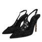 Dolce & Gabbana Black Taormina Lace Bellucci Slingbacks Shoes