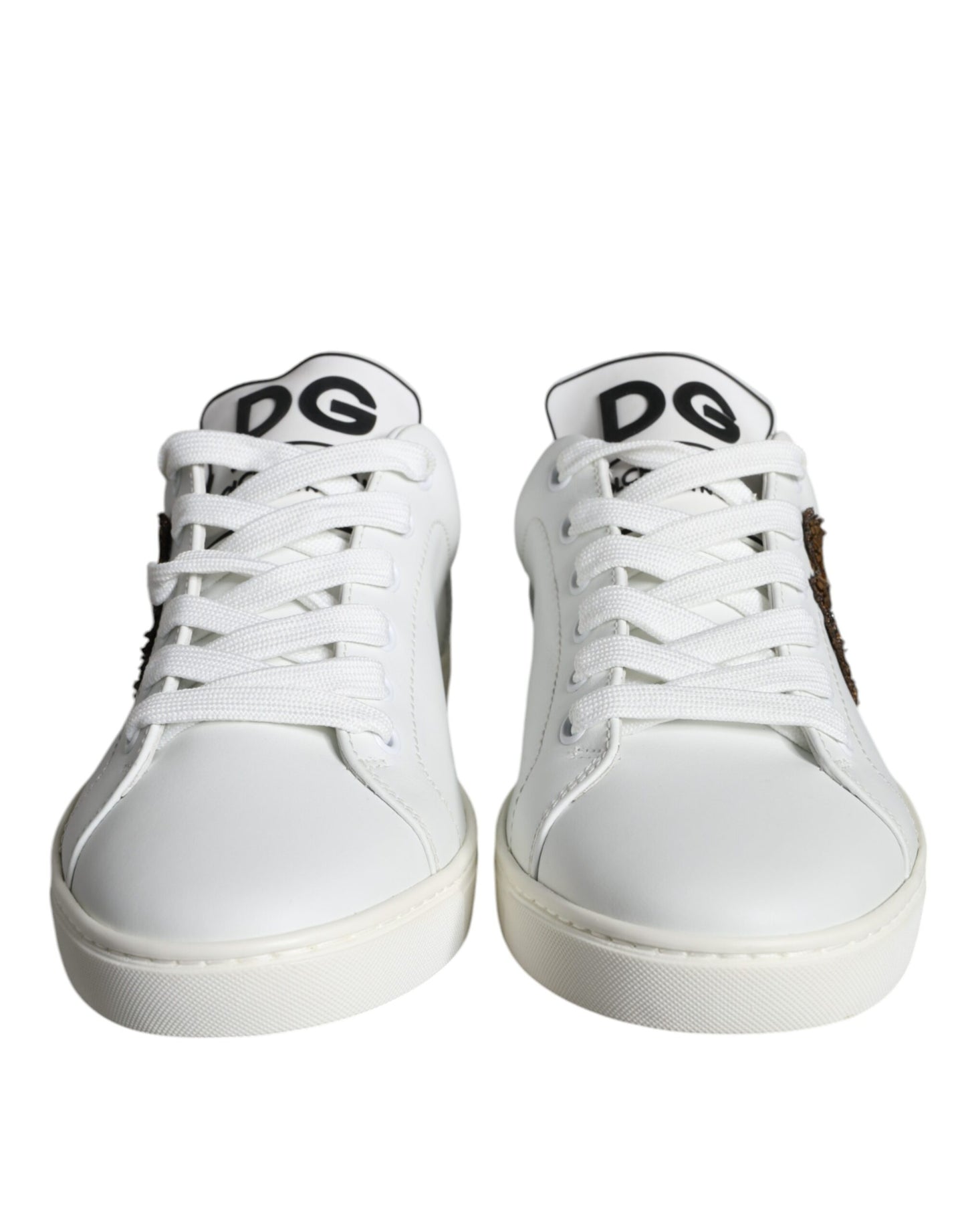 Dolce & Gabbana White Portofino Sacred Heart Sneakers Shoes