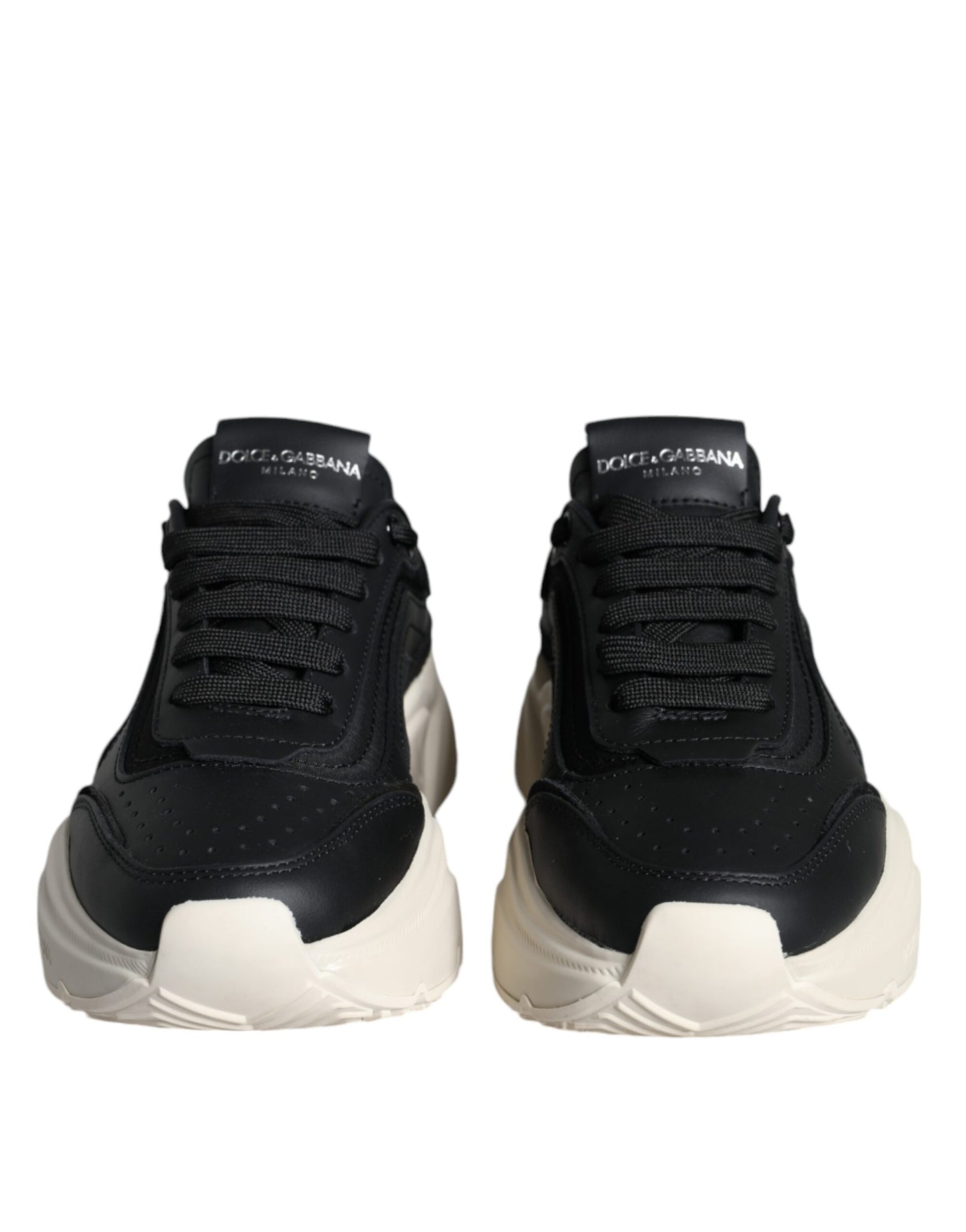 Dolce & Gabbana Black White DAYMASTER Leather Sneakers Shoes