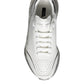 Dolce & Gabbana White Silver Daymaster Leather Sneakers Shoes