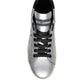 Dolce & Gabbana Silver Portofino Calf Leather Sneakers Shoes