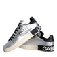 Dolce & Gabbana Silver Portofino Calf Leather Sneakers Shoes