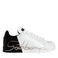 Dolce & Gabbana White Black Portofino Low Top Sneakers Shoes