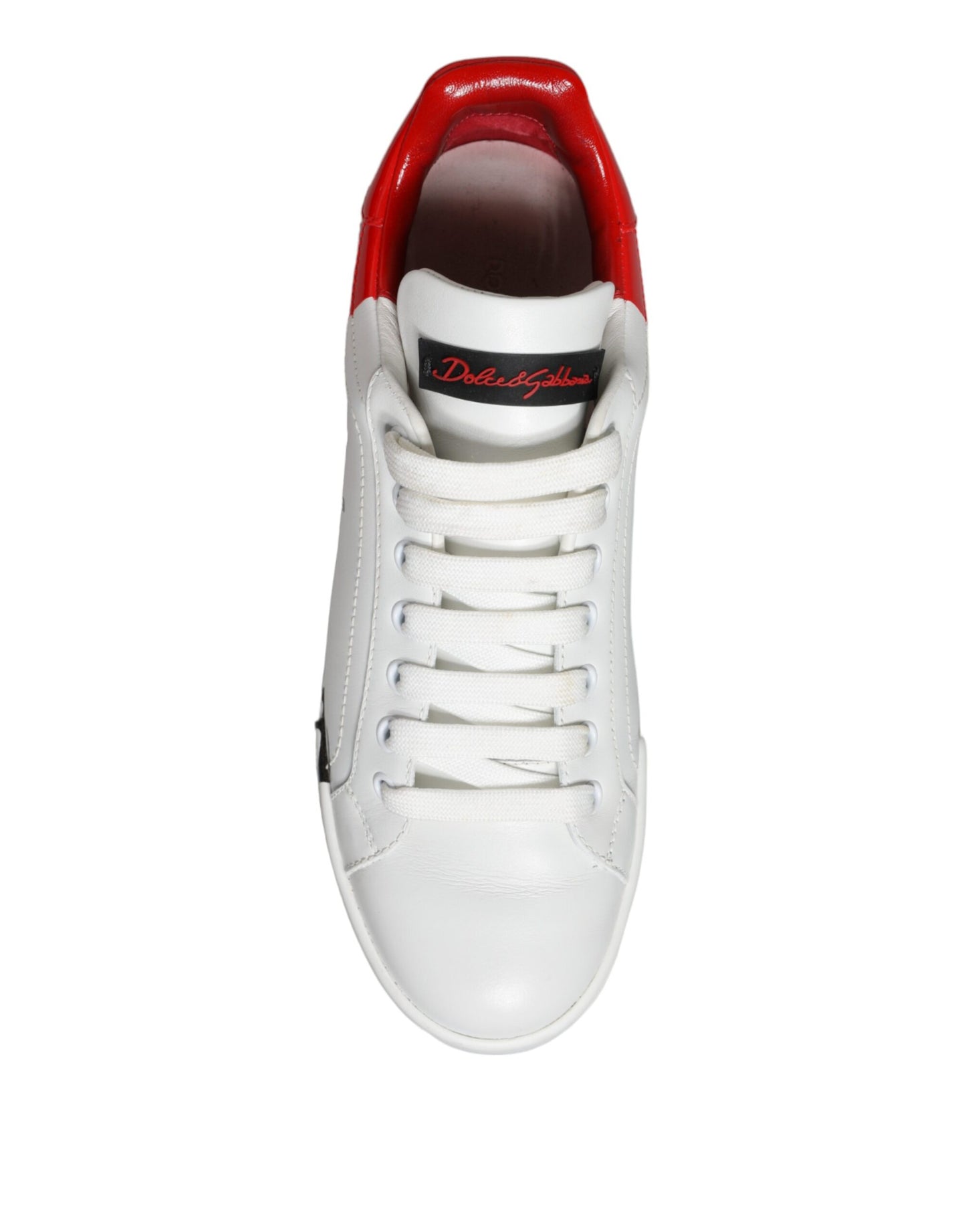 Dolce & Gabbana White Red Portofino Low Top Sneakers Shoes