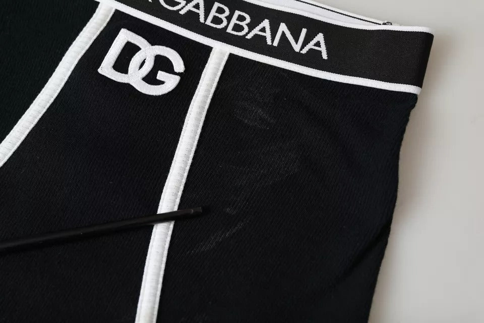 Dolce & Gabbana Black Cotton Stretch Branded Logo Underwear