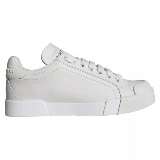 Dolce & Gabbana White Calfskin Leather Miami Low Top Sneakers Shoes