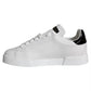 Dolce & Gabbana White Black Leather Low Top Sneakers Shoes