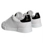 Dolce & Gabbana White Black Leather Low Top Sneakers Shoes