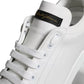 Dolce & Gabbana White Black Leather Low Top Sneakers Shoes