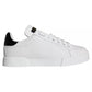 Dolce & Gabbana White Black Leather Low Top Sneakers Shoes