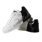 Dolce & Gabbana White Black Portofino Low Top Leather Sneakers Shoes