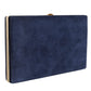 Dolce & Gabbana Blue Suede Gold Frame Clutch Evening Party Purse Bag