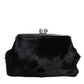 Dolce & Gabbana Black Fur Handbag Clutch Purse Pouch Bag