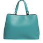 Patrizia Pepe Green Leather Women Shopping Tote Top Handle Bag