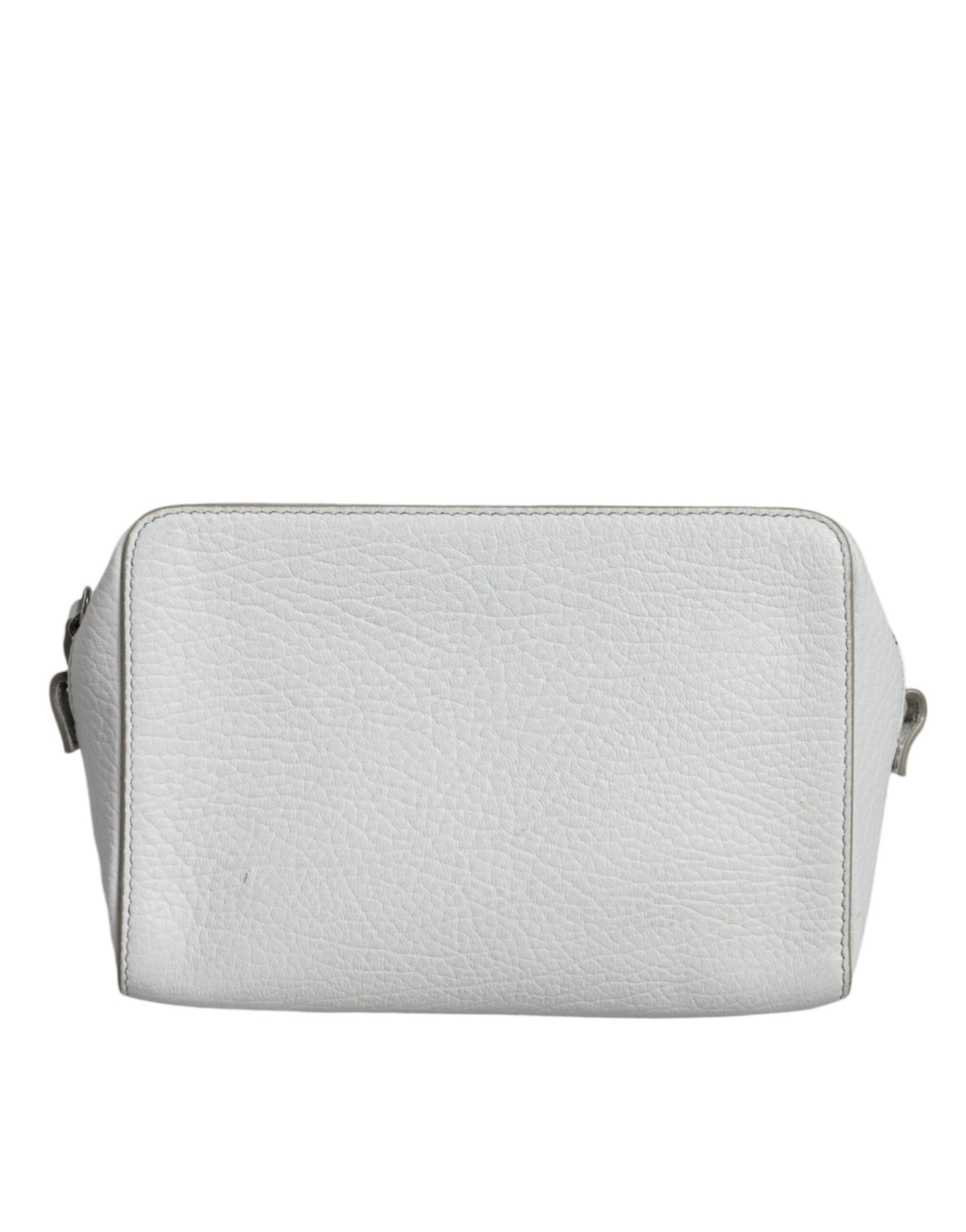 MM6 Maison Margiela White Leather Large Pouch Zip Handbag Women Bag