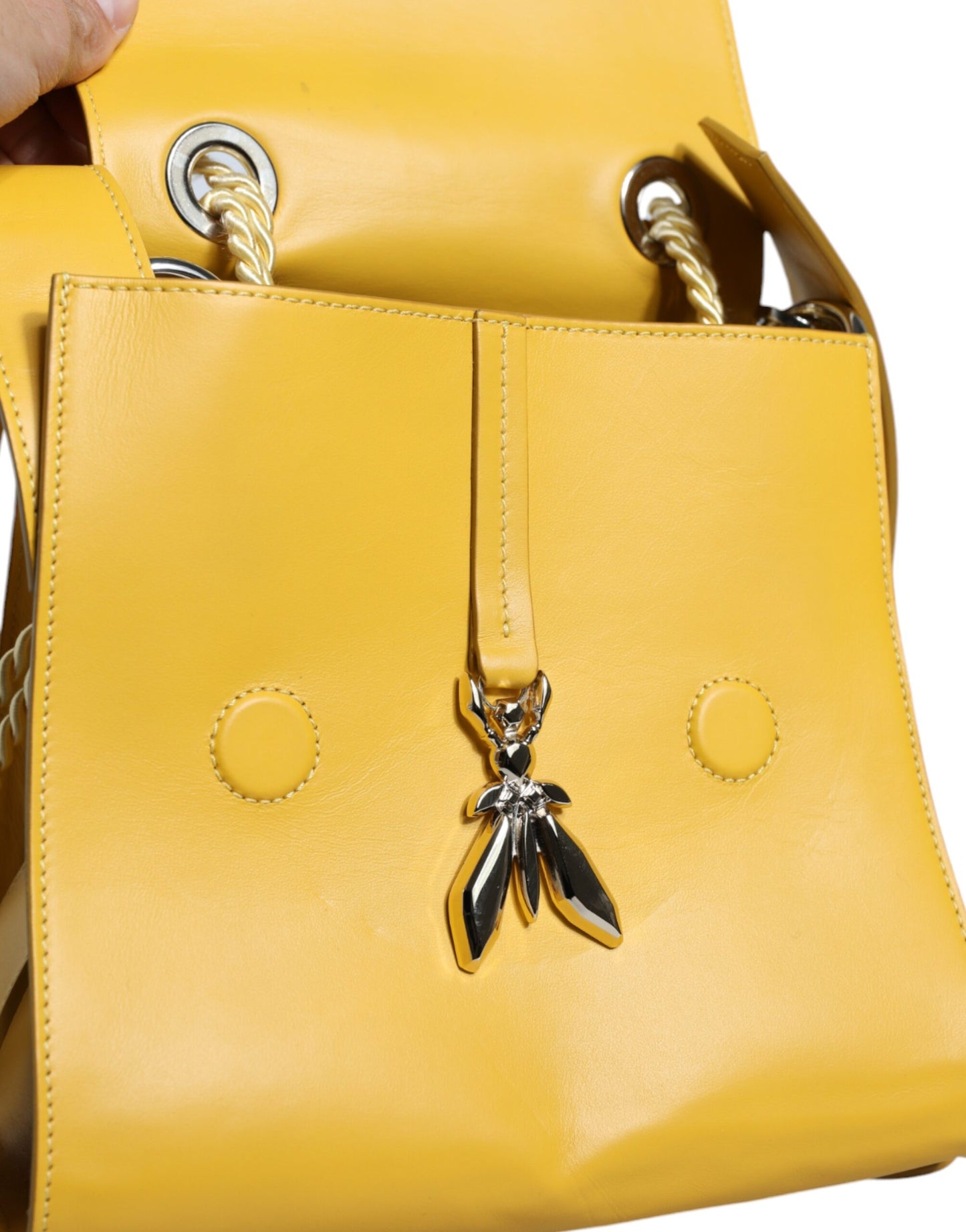 Patrizia Pepe Yellow Leather Shoulder Strap Top Handle Bag