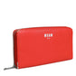 MSGM Red Leather Continental Zip Around Card Holder Bifold Clutch Wallet